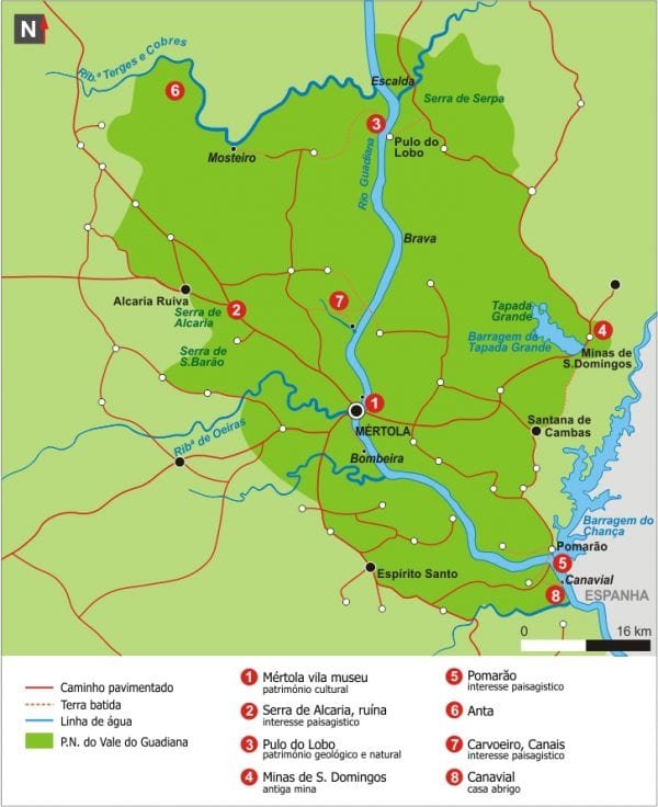 Mapa do Parque Natural Vale da Guadiana