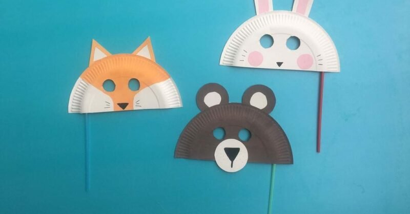 Máscaras de animais com pratos de papel