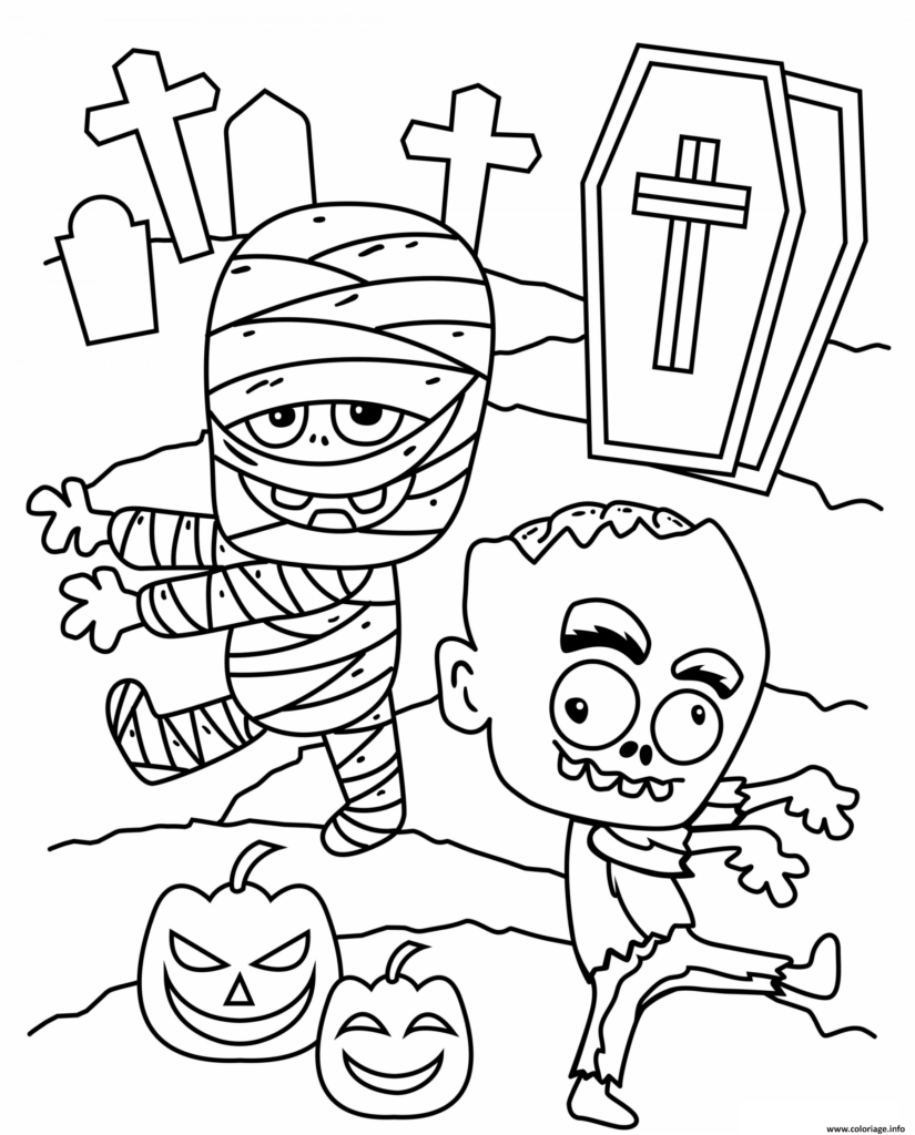 desenhos de halloween múmia e zombie